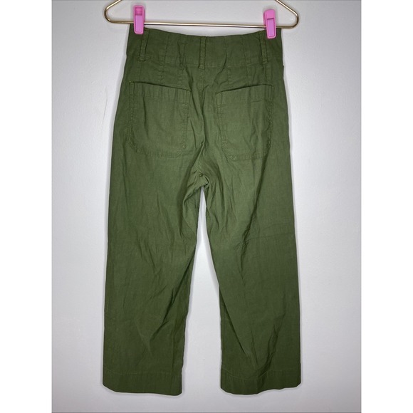 Maeve Anthropologie The Colette Green Viscose Linen Pant Sz 26 - Picture 6 of 10